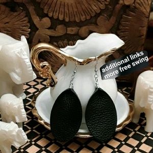 NEW Black Genune Leather Free Flow Teardrops